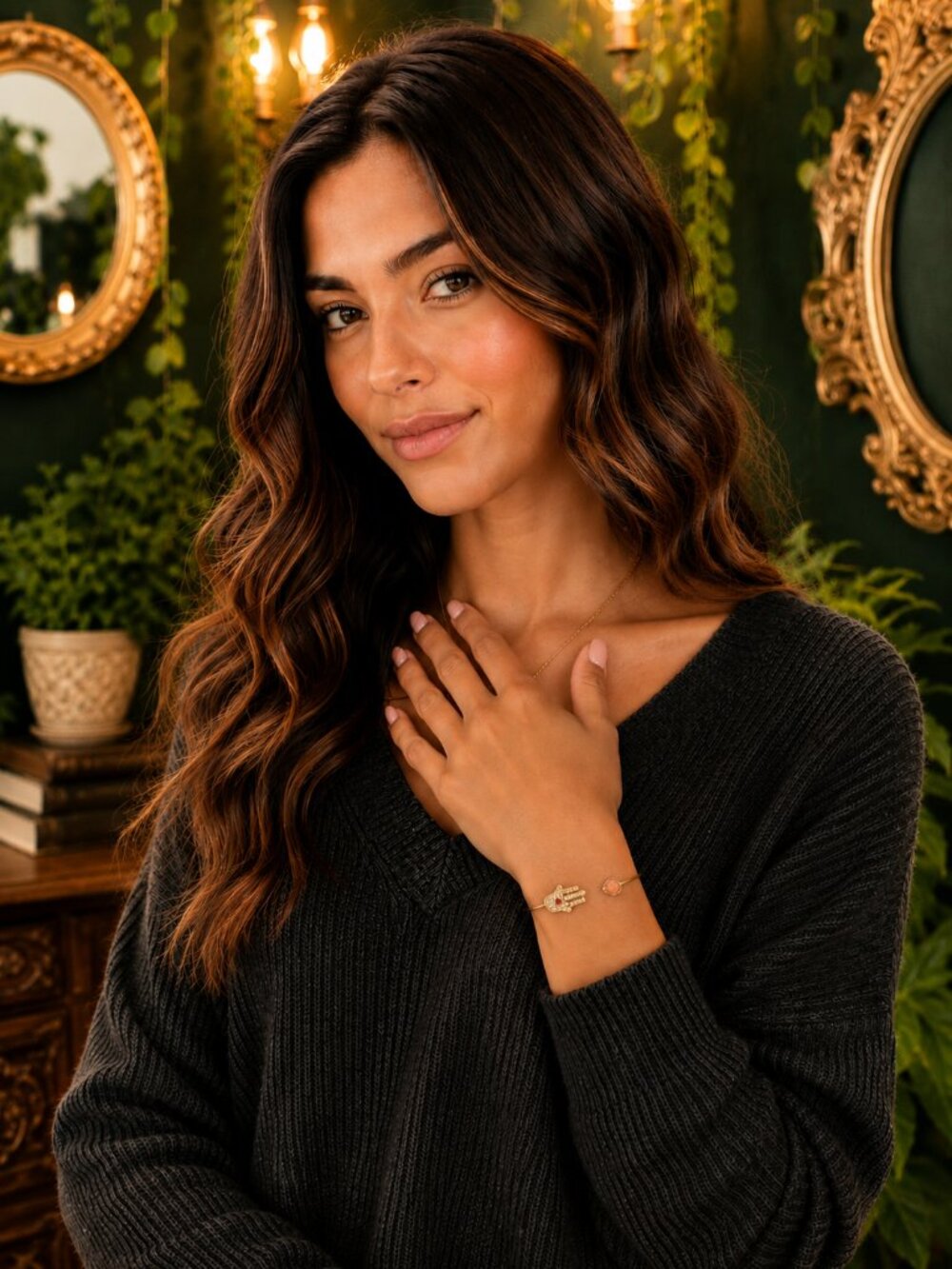 Dainty Hamsa Cuff Bracelet
